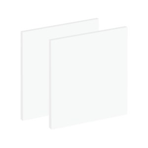 May include: Two white blank canvases, one slightly overlapping the other, with a subtle shadow effect.