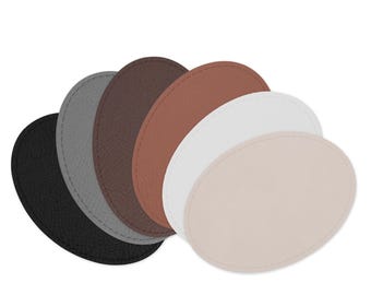 Laserable Faux Leather Hat Patches - Oval Adhesive Blanks, 5 Pack
