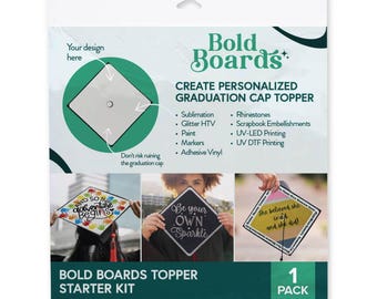 Graduation Cap Topper, Sublimation Blank Grad Cap Topper Insert for UV-LED, DTF, Vinyl, Rhinestones. Customizable Graduation Hat Blank