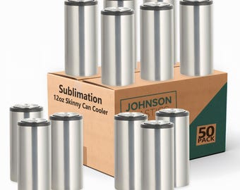 12oz Skinny Can Cooler Sublimation Blank, Insulated Stainless Steel Slim Can Holder, for Mug Press, Convection Oven and Toner Heat Transfer