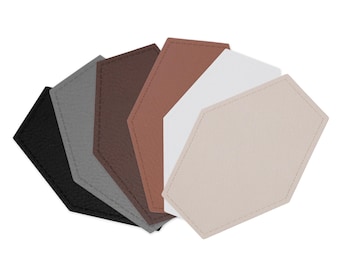 Laser Engravable Faux Leather Hat Patches – Hexagon, 5-Pack