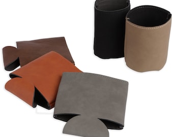 Engravable Faux Leather Can Hugger Blank. Beverage Holder for Personalization. Multiple Colors Available