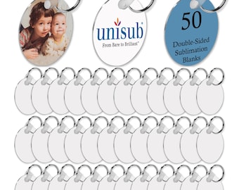 Unisub Bulk Sublimation Keychain Blanks Aluminum Round, 2-Sided Gloss Coated Circle, 2" Diameter x .045", Scratch Resistant. (Case of 50)