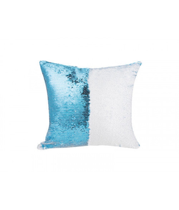 blue sequin pillow