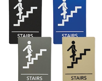ADA-Compliant Wayfinding Signs Ready to Install. Featuring Grade 2 Braille & Raised Tactile Text, 2 Pack, Stairs or Elevator Sign.