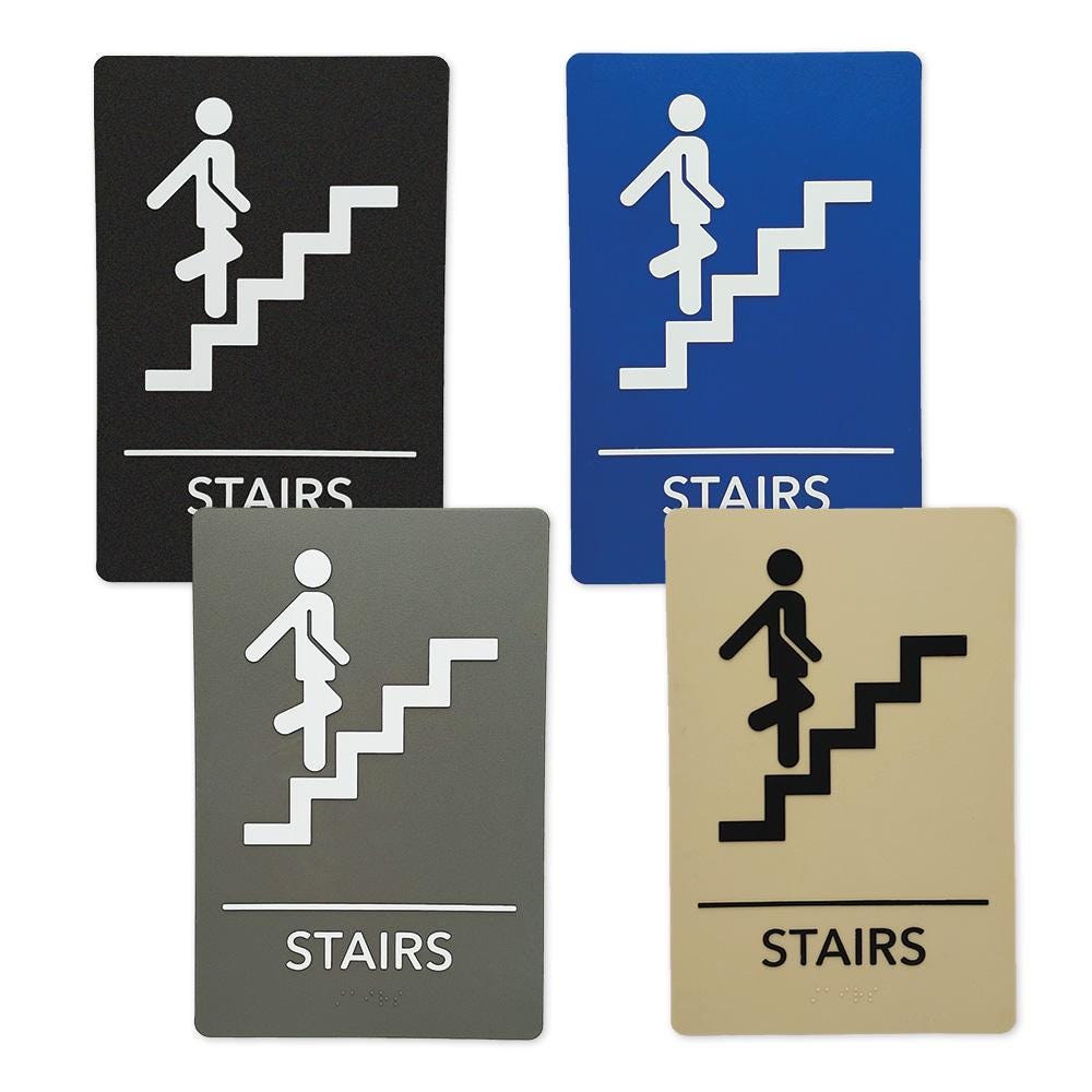 Moveable Stairs Sign Ada-compliant Wayfinding Signs Ready to Install. Featuring Grade 2 ...