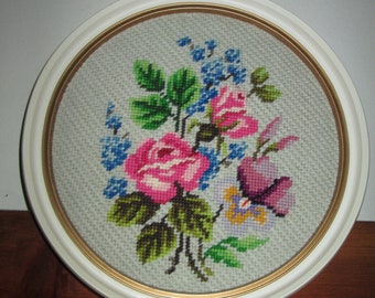 Colorful Finished Framed Cross Stitch  Floral Pattern   Mother's Day Gift
