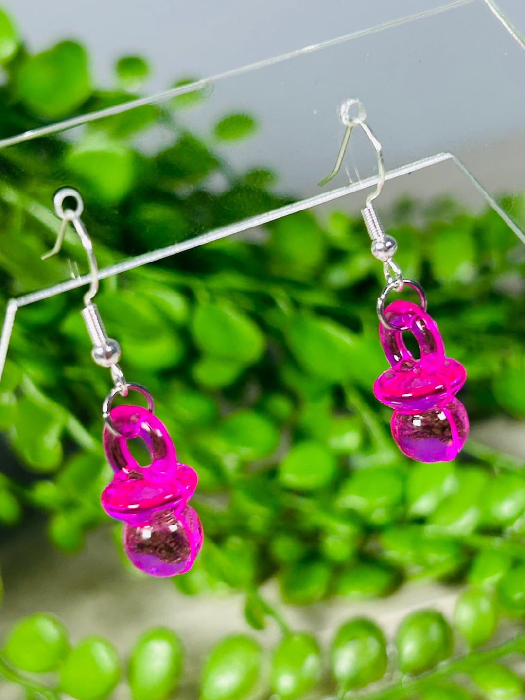 90s Dummy Dummies Pacifier Binkie Silver Earrings 925 Ear Wire Pink ...