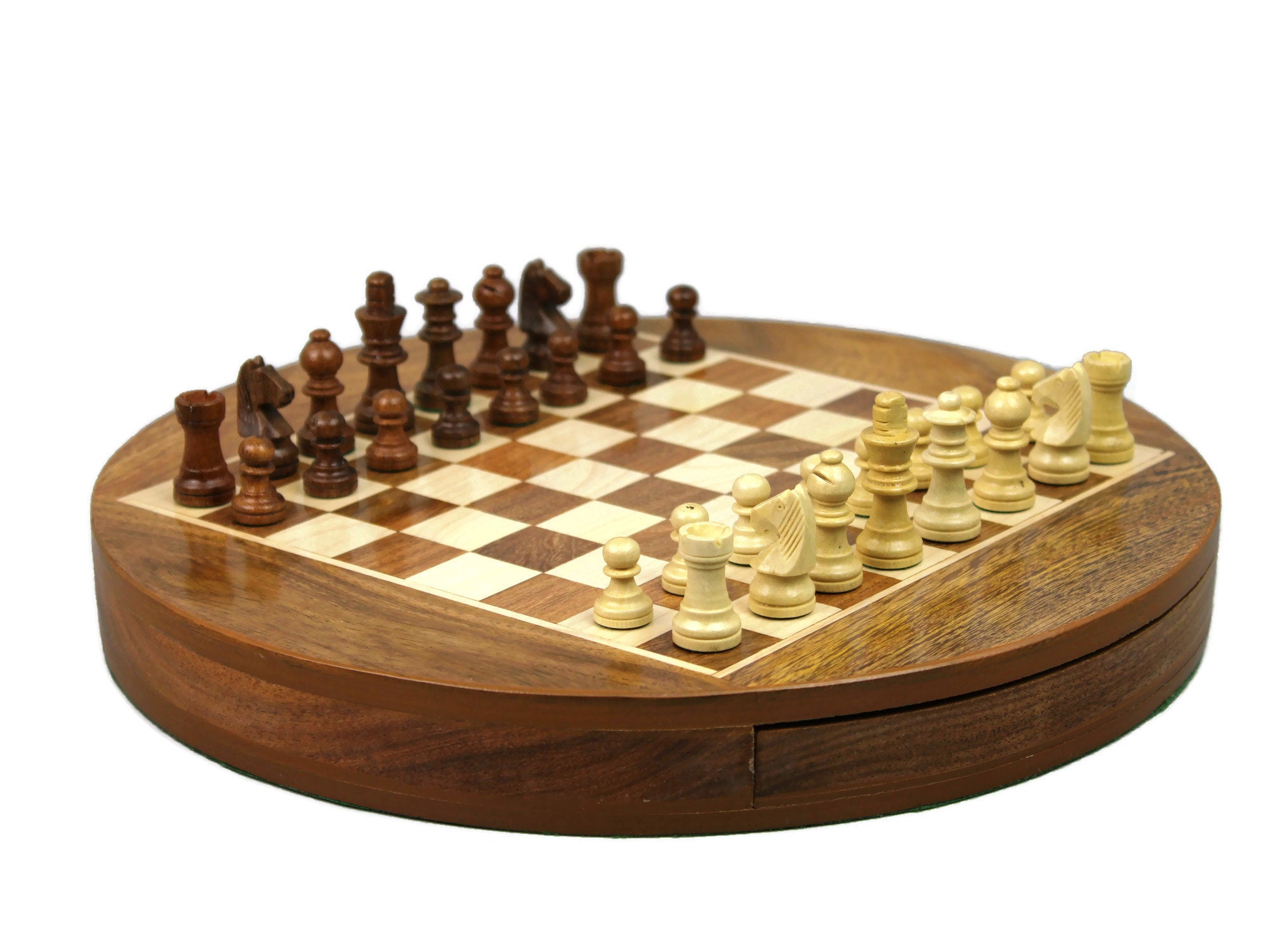 WE Games Wood Laminate Chess Board with Storage Drawers