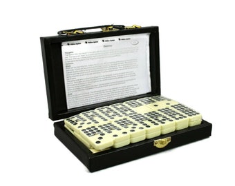 Double 9 Dominoes in Leather Case