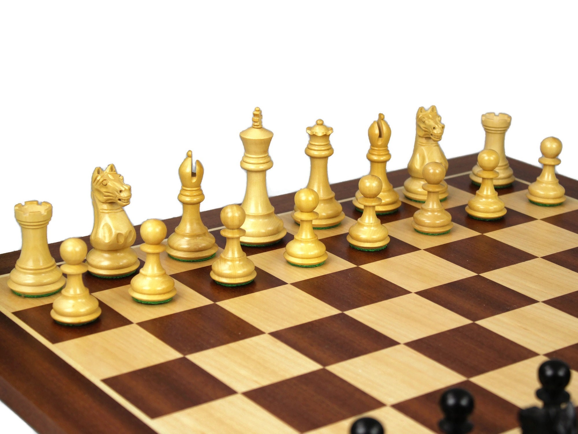 Master Wooden Chess Set Mahogany Board 21 Weighted - Portugal