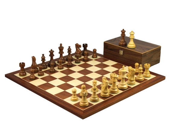 WE Games Traditional Staunton Wood Chess Set with a Wooden Board – 15 inch  Board with 3.75 inch King