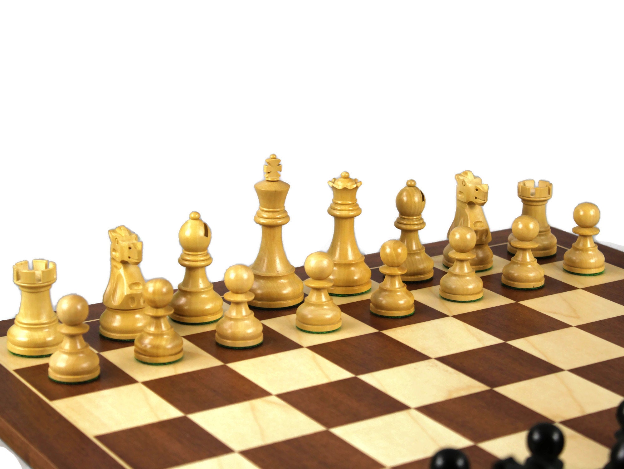 Olive Burl Luxury Chess Set 50cm Board and Staunton Chessmen 9.5cm Kin –