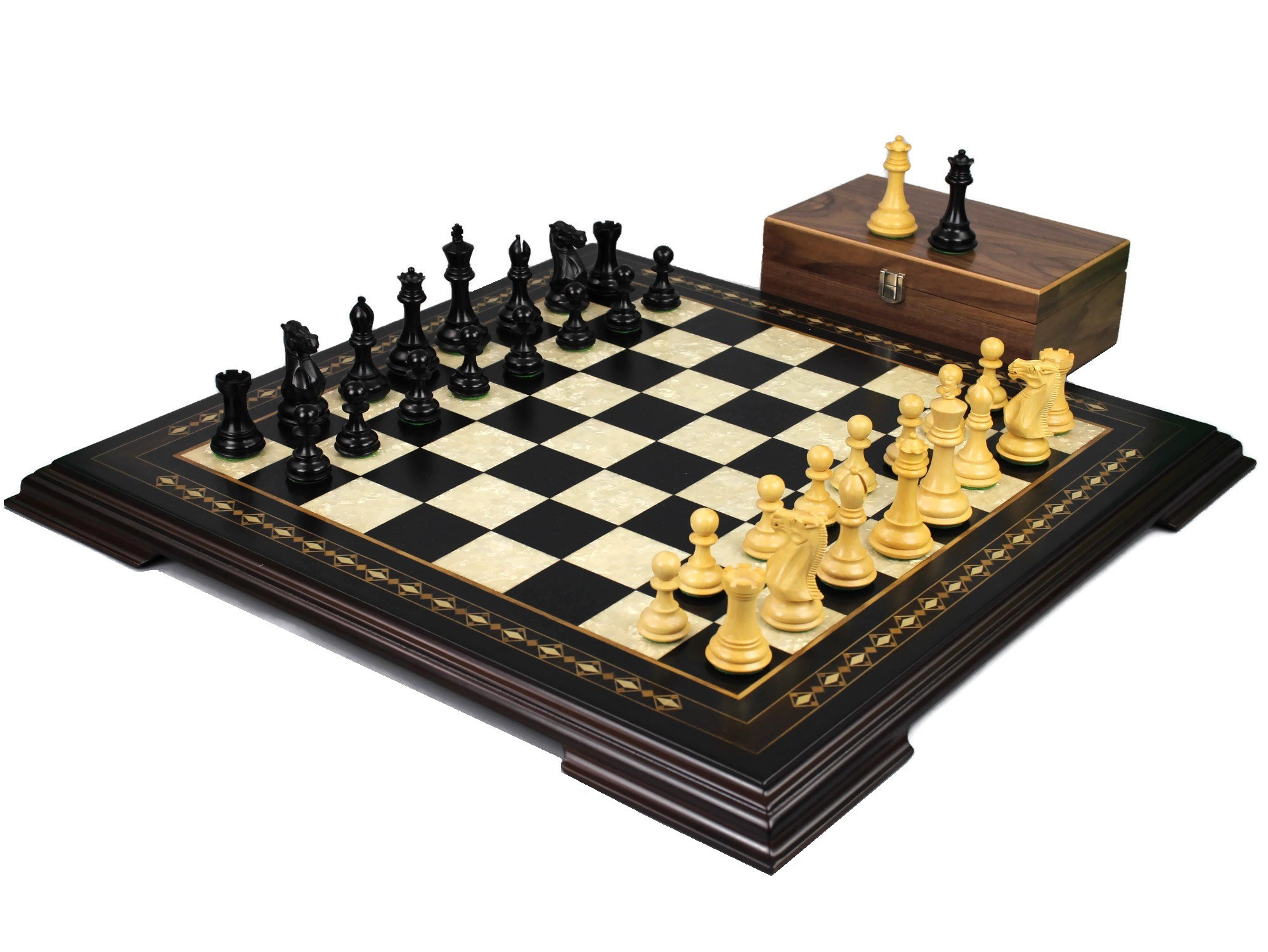 Wooden Helena Chess Set Ebonywood 20 Weighted Ebonised -  Portugal