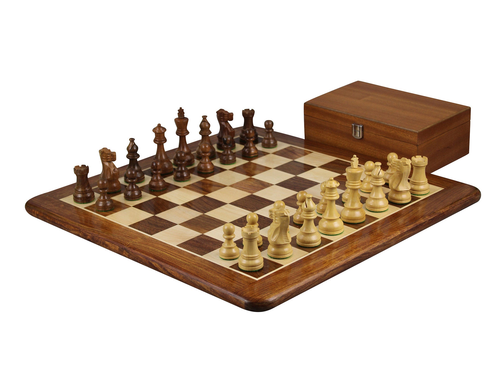 Sycamore & Mahogany Classic Chess Board - 1.75 Squares - The Chess Store