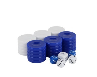 Acrylic Blue Backgammon Pieces 36 Mm