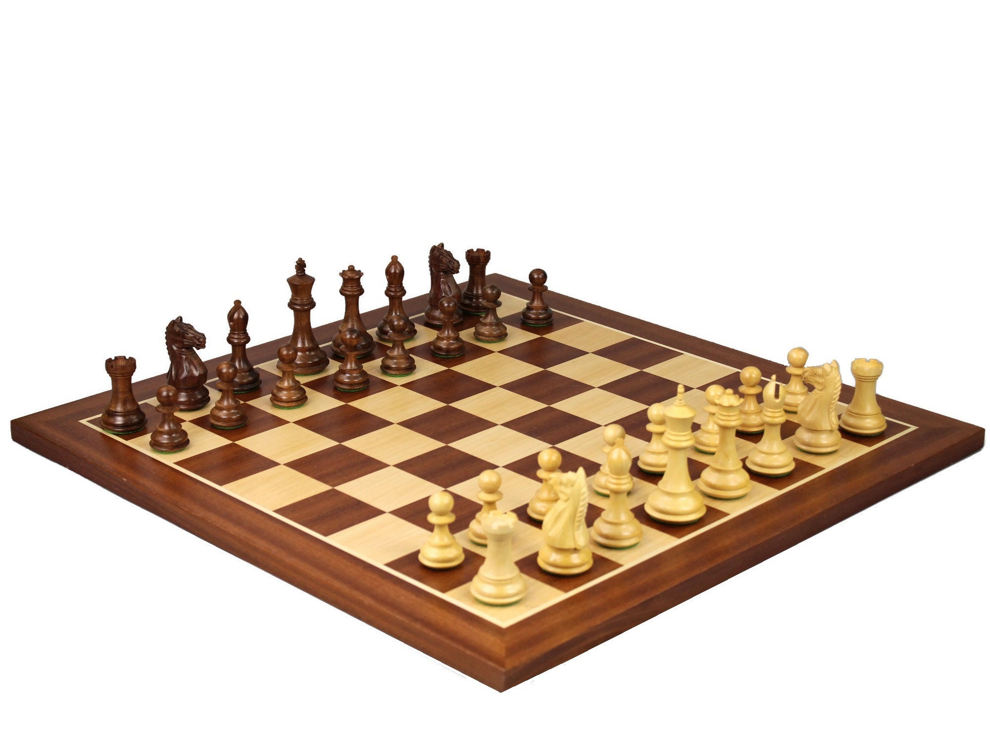 Master Wooden Chess Set Mahogany Board 21 Weighted -  Portugal