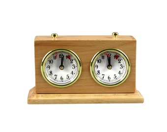 Natural Turnier Analog Wood Chess Clock With Stand