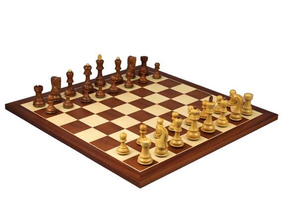 Master Wooden Chess Set Mahogany Board 21 Weighted -  Portugal