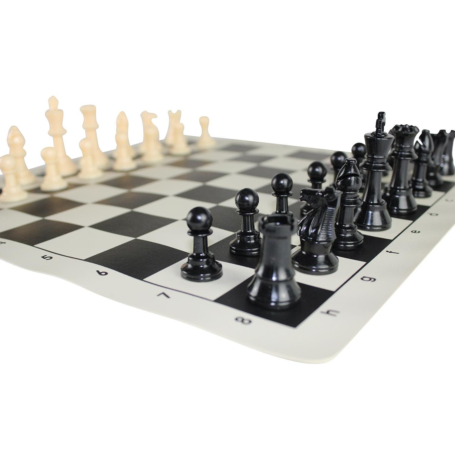 Standard Club Easy-Carry Plastic Chess Set Black & Ivory Pieces - Black