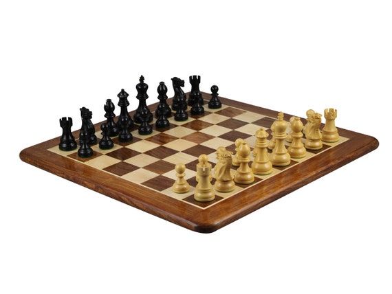 19 English Chess Set with Pull-out Storage Drawers - Brown