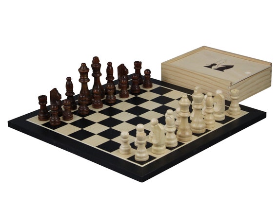 Wooden Chess Set black/white Board Pieces Wood -  Sweden