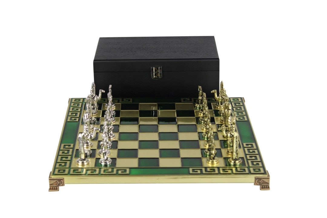 Metal Chess Board Emerald Green 13 I Chessgammon I UK