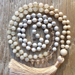 Moonstone Mala Necklace | 108 Mala Beads Necklace | Meditation Mala | Christmas Gift idea