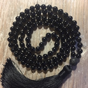 Inner Strength Mala | Onyx Mala Bead Necklace | Yoga Jewelry | Meditation Mala | Gemstone Mala Beads 108 | Healing Chakra Mala Prayer Beads