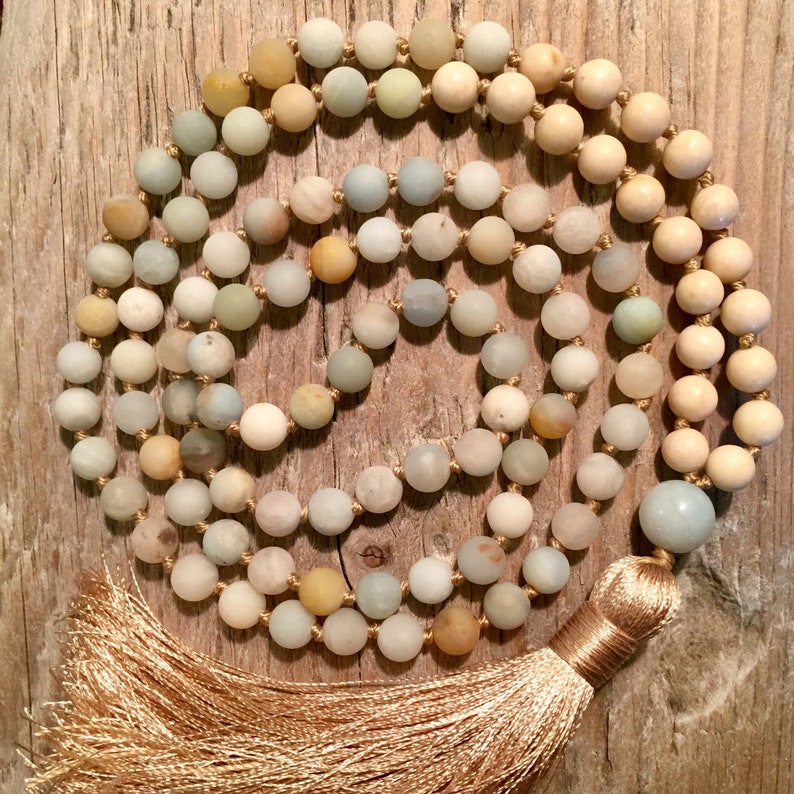 Amazonite Mala Necklace 108 Mala Bead Necklace Yoga Mala Meditation Mala GROUNDED /& CALM Mala Beads Gemstone Mala Boho Necklace