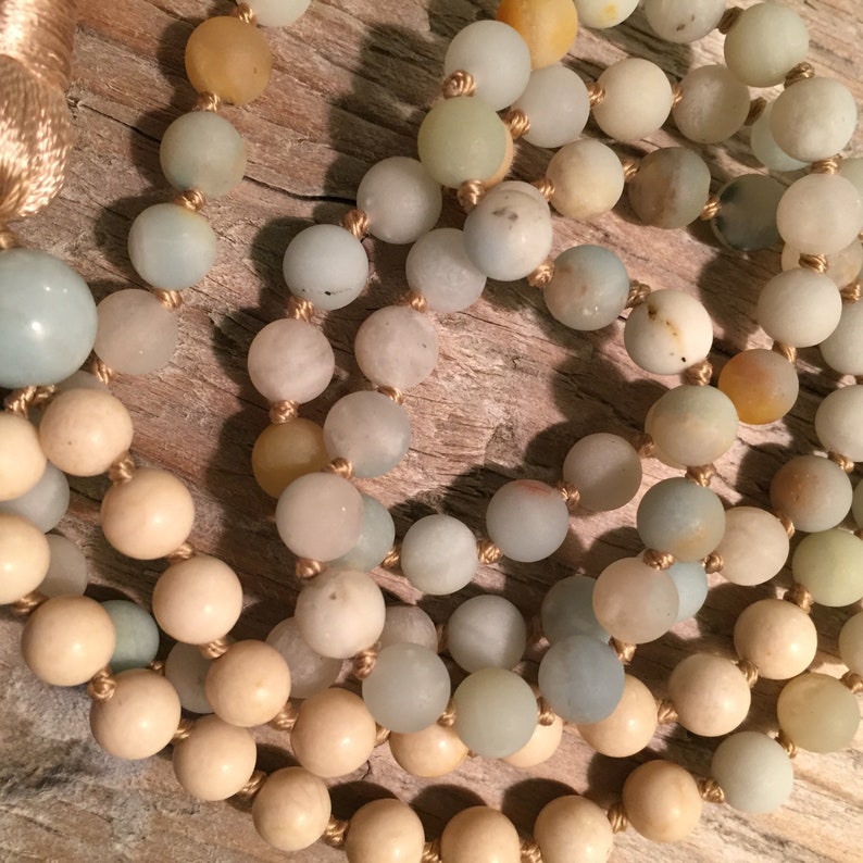 Amazonite Mala Necklace 108 Mala Bead Necklace Yoga Mala Meditation Mala GROUNDED /& CALM Mala Beads Gemstone Mala Boho Necklace