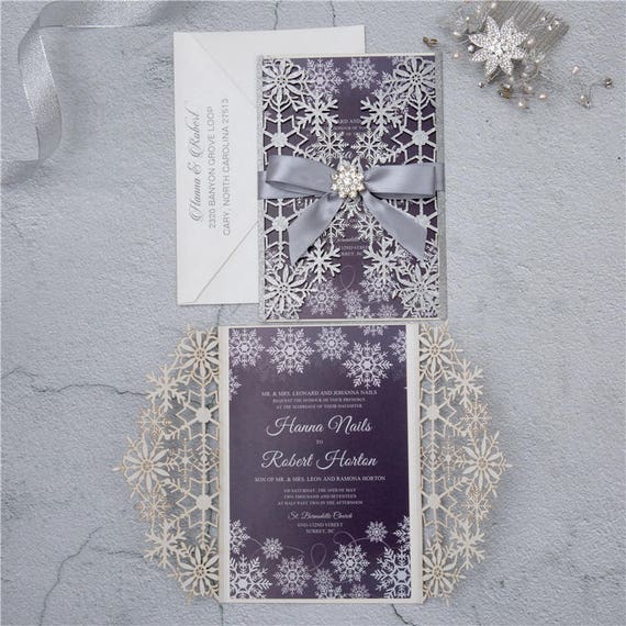 Snowflake Folder Wedding Invitation
