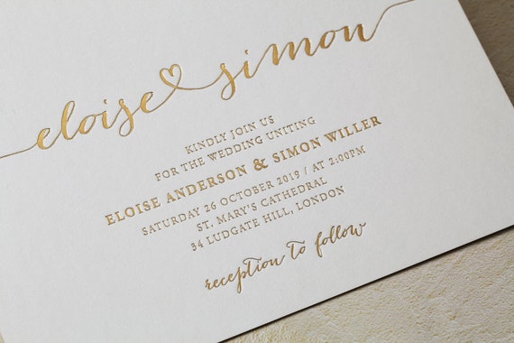 Luxury Foil Wedding Invitations Cotton Paper Wedding Invites Etsy
