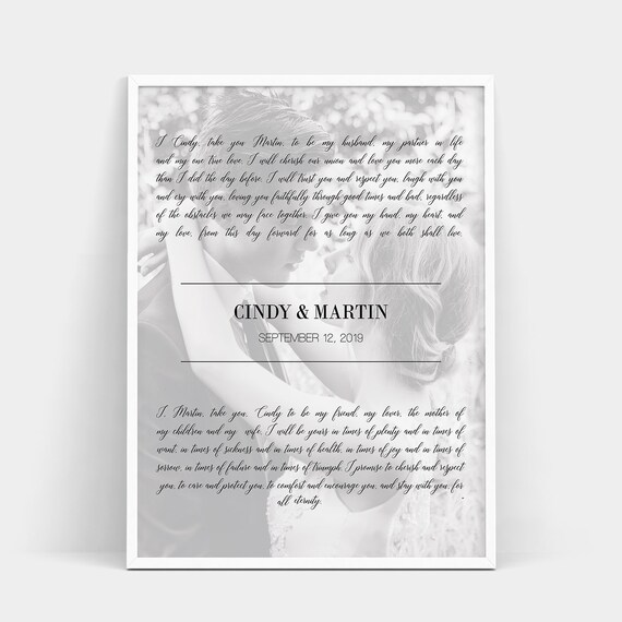 Personalized Wedding Vows Photo Wedding Vows Wedding Vow Etsy