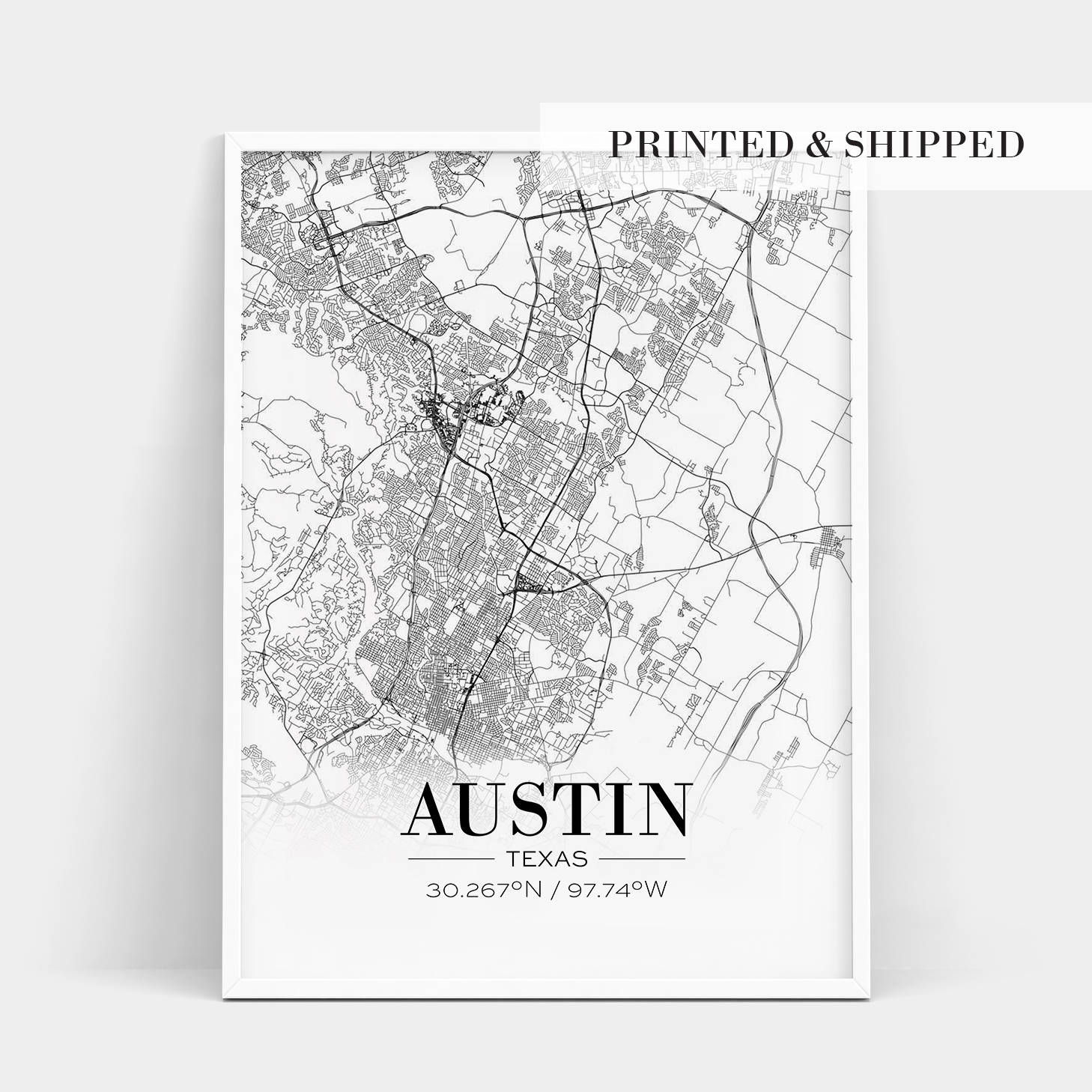 Austin Print Austin City Map Austin Poster Austin Map Etsy