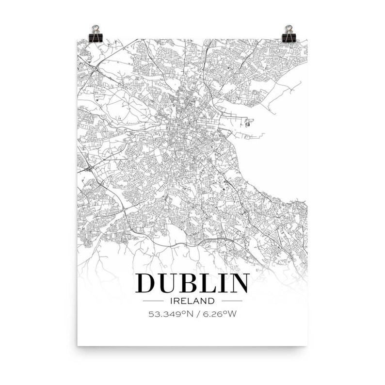 Dublin Print Dublin City Map Dublin Poster Dublin Map Etsy
