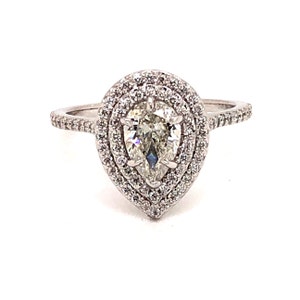 Pear shaped Ring/ Halo Engagement Ring/ Pear Moissanite Engagement Ring/ Proposal Ring/ Promise Ring/ Engagement Ring/ Gift for her