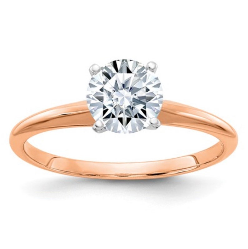 Engagement Ring Rose Gold Round Moissanite Ring PURE Light EF color Gold Diamond Ring Solitaire 14K Gold Ring Custom made Anniversary