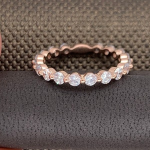 Yellow Gold Wedding Band Women/ Moissanite Wedding Band/ Rose Gold Wedding Band/ Art Deco Wedding Band/ Gold Dainty Eternity Ring Gift