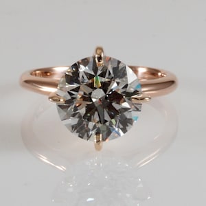 Moissanite Engagement Ring/ Rose Gold Ring/ 9.5 mm 3.10 carats Round Moissanite Ring/ 4 prongs/ Solitaire ring/ Wedding Ring/ Gift for her