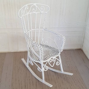Dollhouse Rocking Chair, Dollhouse Rocker, Miniature Rocking Chair, Dollhouse Garden Chair, Dollhouse Furniture, Shabby Chic Miniatures