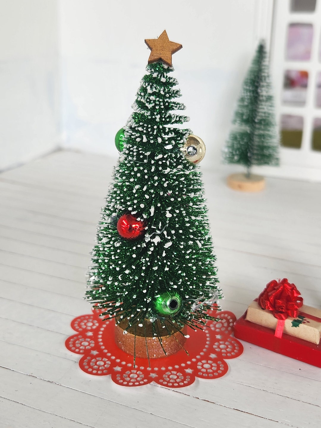 Dollhouse Christmas Tree, Dollhouse Miniature Tree, Miniature Christmas