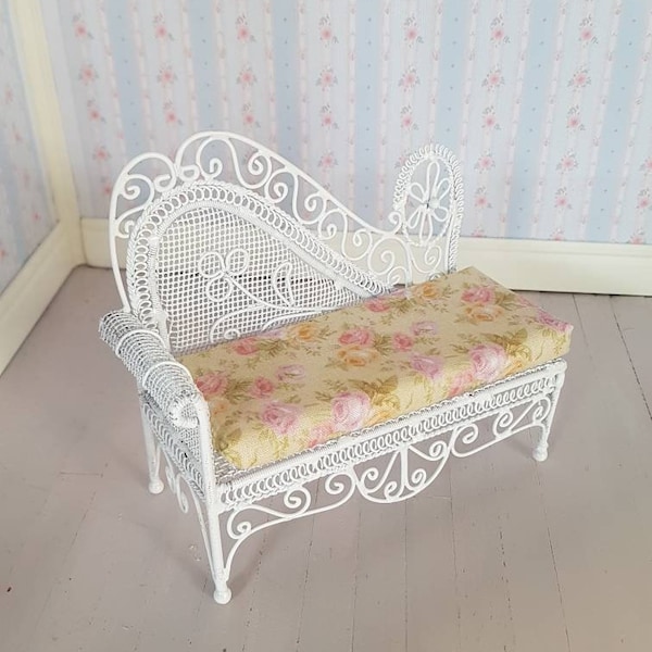 Dollhouse Love Seat, Dollhouse Chaise, Dollhouse Furniture, White Dollhouse Sofa, Dollhouse Garden Seat