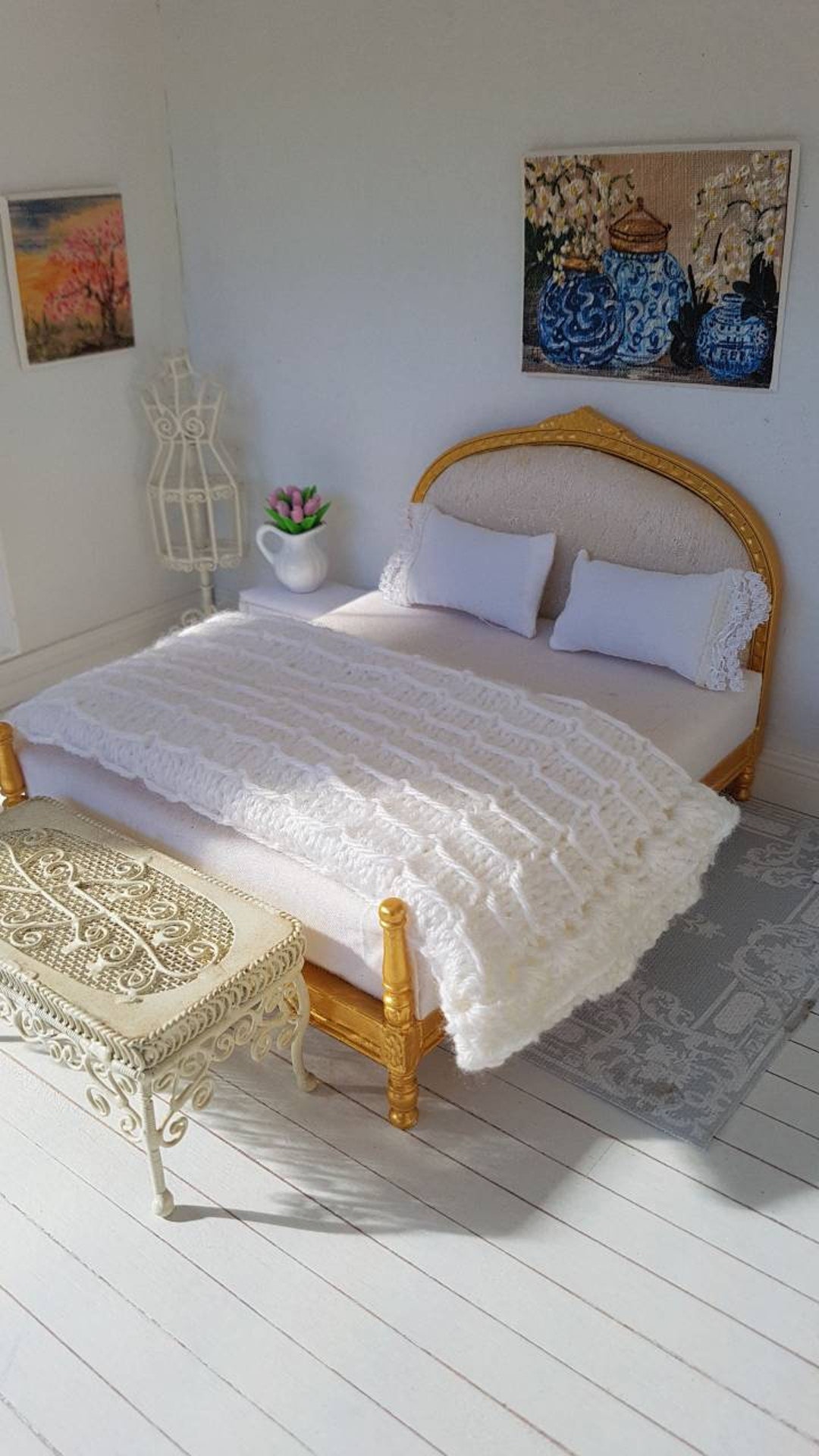 Dollhouse Blanket, Miniature Blanket ,dollhouse Bed Spread, Dollhouse