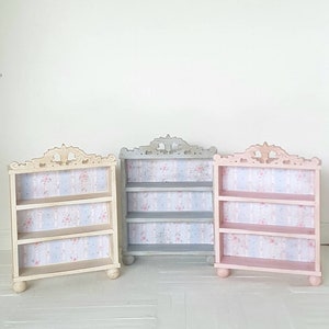 Dollhouse Bookshelf, Miniature Bookcase, Dollhouse Furniture, Dollhouse Miniatures, Shabby Chic Shelf, 1:12 scale Miniatures