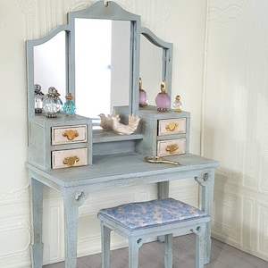 Dollhouse Furniture, Doll house Miniatures, Miniature French Desk, Shabby Chic Miniatures, 1/12 Scale Miniatures, French Miniatures
