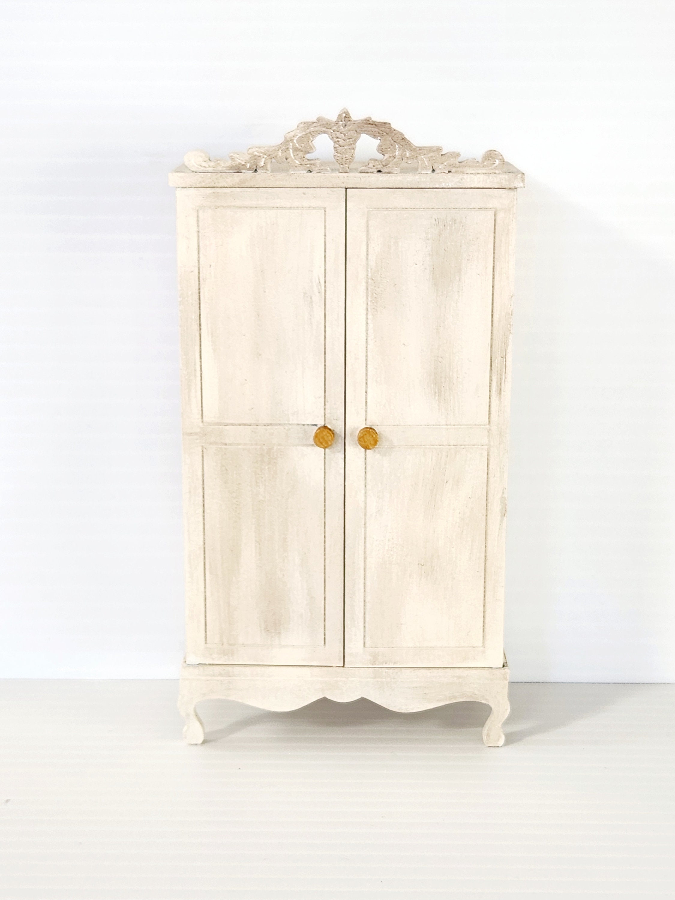 Armoire de poupées Mini placard Vintage à Double porte en bois - OMABETA - échelle 1:12 - Marron - Bordeaux - Jeux - Jouets