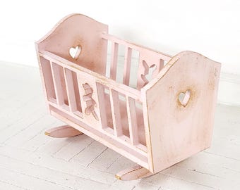 Dollhouse Furniture, Dollhouse Crib, Miniature Crib, Dollhouse Baby Crib