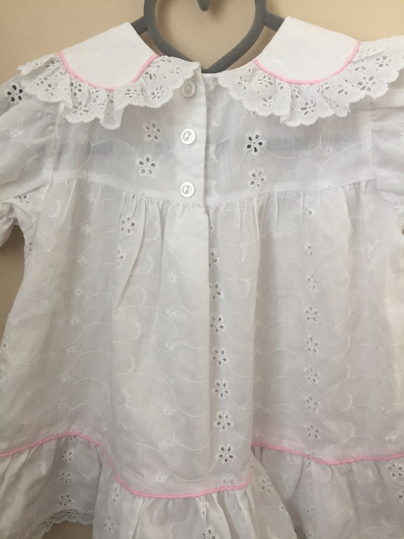 Vintage 1980s Sailor Style Dress for Baby in Whit… - image 7
