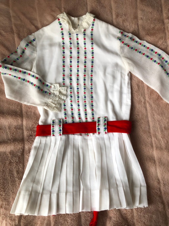 Vintage 1960s Peasant Style Folk Dress with Color… - image 9